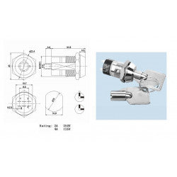 Serrure electrique ON OFF nterrupteur marche arret commutateur 90 degre 4 plots 5 clefs code 1209 verrouillage ECLATS DESTOCKAGE