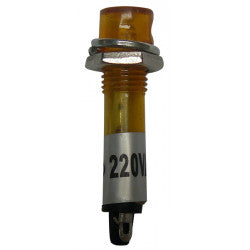 Voyant jaune indicateur feu lumineux 220v 230v 240v diamètre perçage 7mm corps en plastique 220vca ECLATS DESTOCKAGE