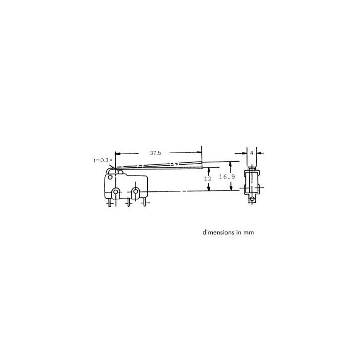 Micro interrupteur contact autoprotection 3a 5a 220v 250v long levier micro switch ms5 l autoprotege - ECLATS DESTOCKAGE