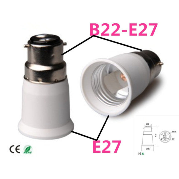 Adaptateur convertisseur b22 a e27 douille lampe ampoule led adaptation culot 12v 24v 48v 220v ECLATS DESTOCKAGE