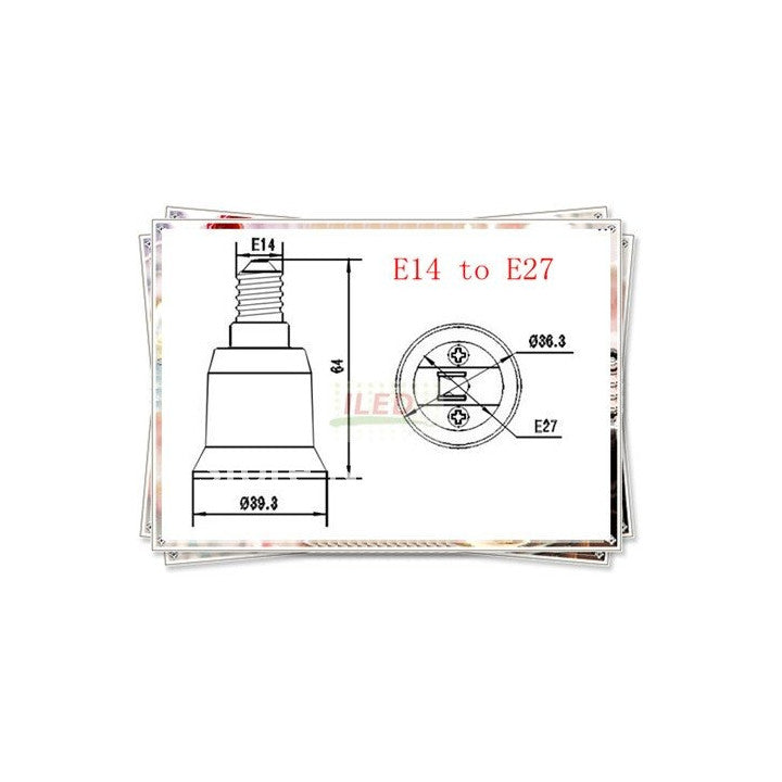 Adaptateur convertisseur e14 a e27 douille lampe ampoule led adaptation culot 12v 24v 48v 220v ECLATS DESTOCKAGE