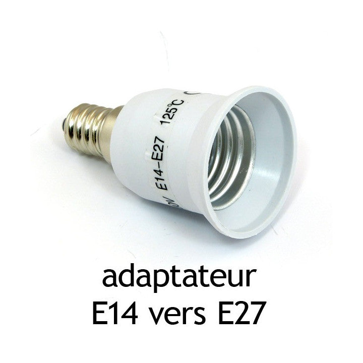 Adaptateur convertisseur e14 a e27 douille lampe ampoule led adaptation culot 12v 24v 48v 220v ECLATS DESTOCKAGE