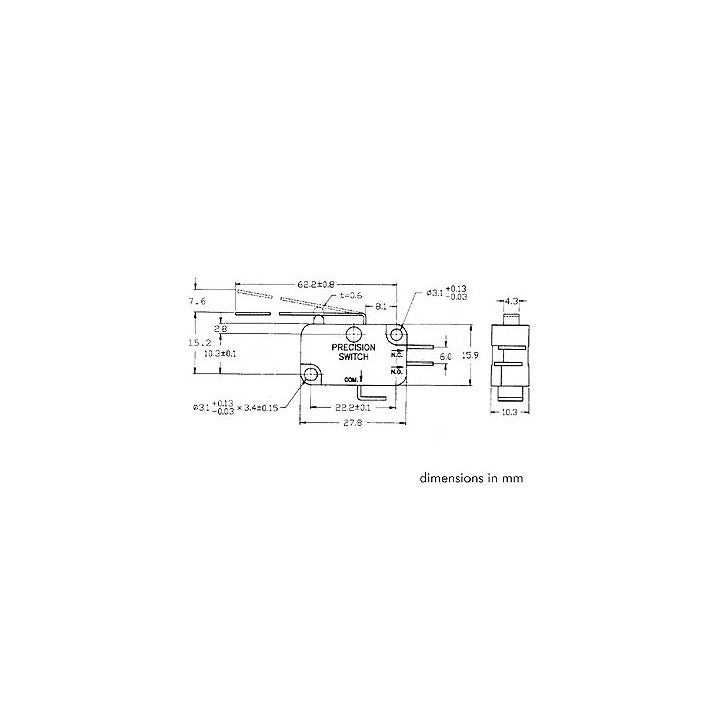 Contact autoprotection 6a sous 220v long levier ms12-l micro switch interrupteur - ECLATS DESTOCKAGE