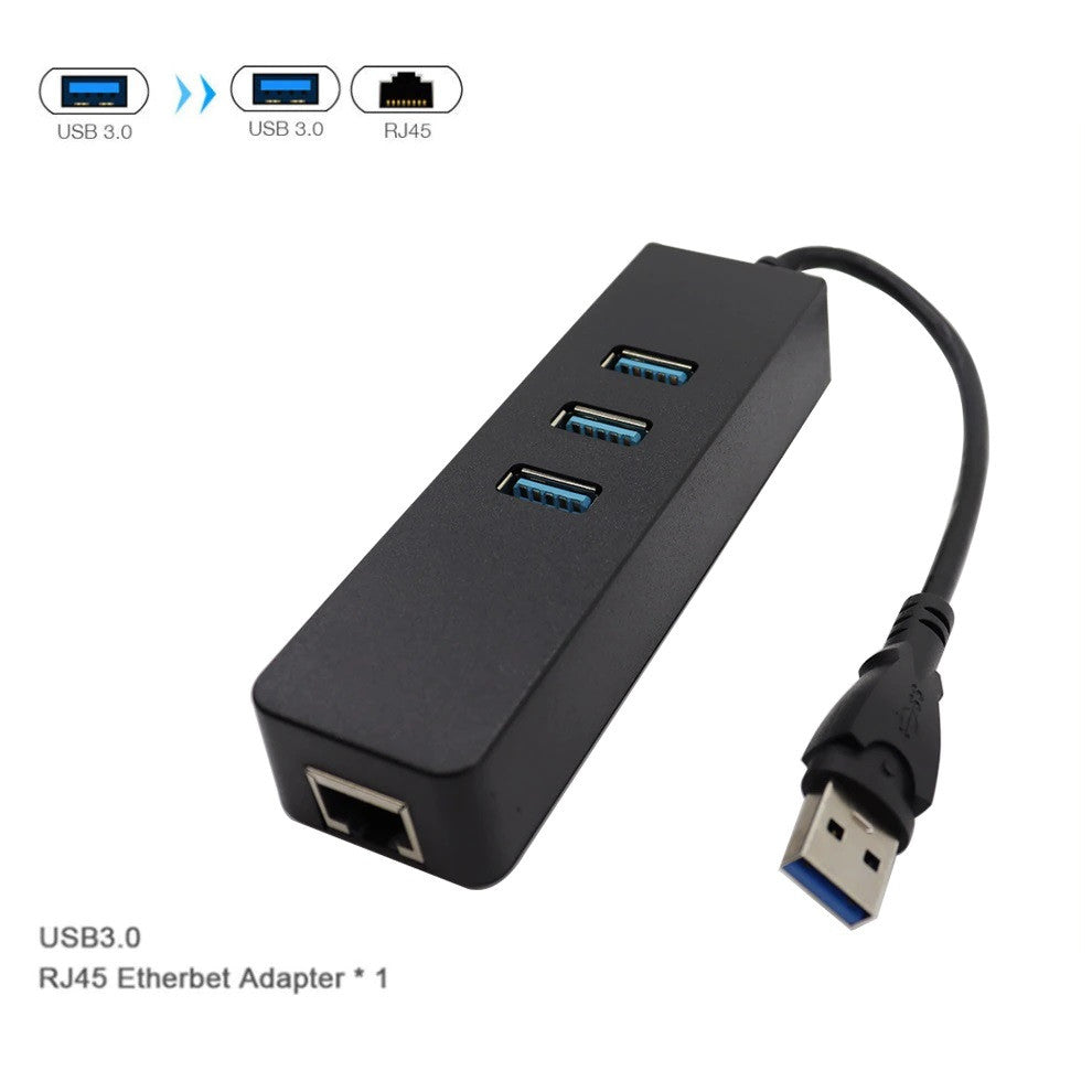 Adaptateur USB Ethernet Hub avec 3 ports USB 3.0 RJ45 pour ordinateur portable ECLATS DESTOCKAGE