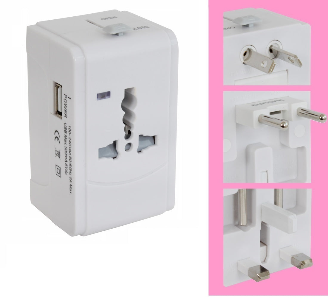 Adaptateur voyage secteur universel prise 150 pays usb europe thaïlande japon canada usa uk chine - ECLATS DESTOCKAGE