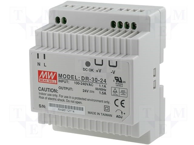 Alimentation rail din 220v 24v 30w 0.5a 0.8a 1a 1.1a 1.25a dr-30-24 230v 240v 24vcc alim ECLATS DESTOCKAGE