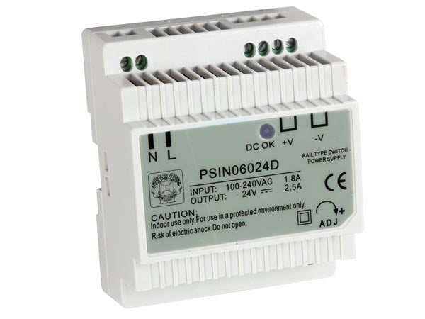 Alimentation rail din 60w 110v 220v 24v 2.5a compatible 1a 1.5a 2a psin06024d 85 à 264vca 24vcc 240v ECLATS DESTOCKAGE