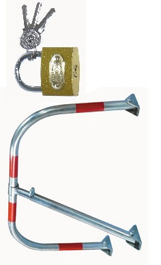 Barrière de parking rabattable verrouillage par cadenas ECLATS DESTOCKAGE