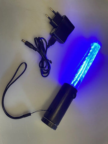 Baton lumineux 26cm led bleu + batterie rechargeable + chargeur 220v 5v support magnetique ECLATS DESTOCKAGE