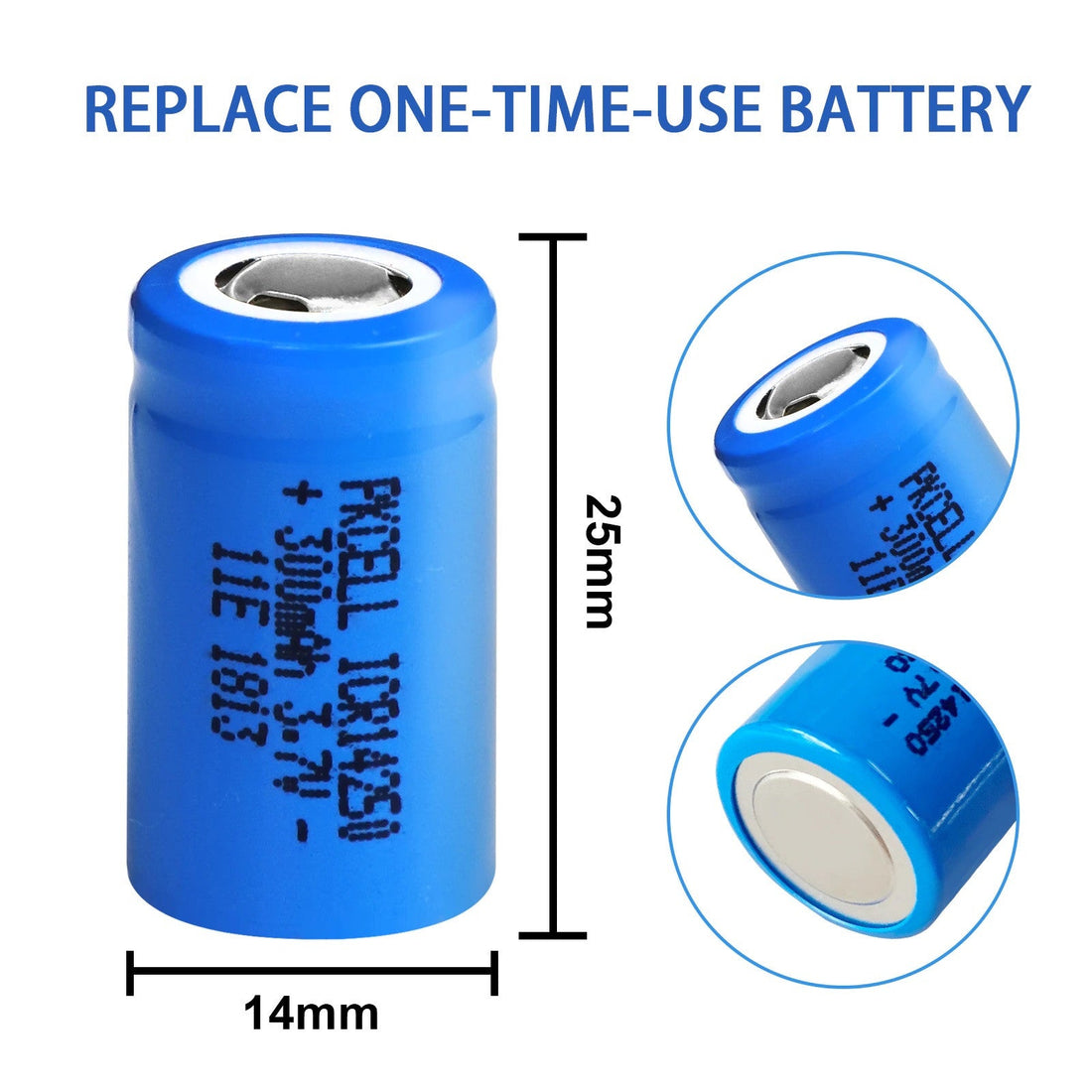 Batterie lithium pile rechargeable 14250 3.7v 300mAh ICR14250 1/2AA lampe torche Appareil photo ECLATS DESTOCKAGE