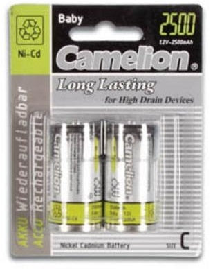 Batterie rechargeable 1.2v 2.5a cadmium nickel r14c les 2 piles nr14c lr14 mn1400 accu - ECLATS DESTOCKAGE