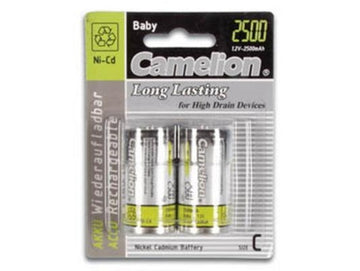 Batterie rechargeable 1.2vcc 1200ma batteries cadmium-nickel r14 c (les 2 piles rechargeables) accu - ECLATS DESTOCKAGE