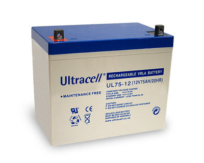 Batterie rechargeable 75ah 12v 75a ul75 12 solaire eolienne cyclique accumulateur gel etanche plomb - ECLATS DESTOCKAGE