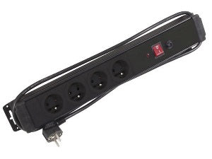 Bloc Multiprise électrique avec câble 4 prises Noir 220v ebp04n parafourdre netbp4ssf - ECLATS DESTOCKAGE
