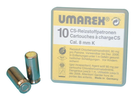 Boite 10 cartouches 8mm gaz cs pour revolver colt45 arme defense securite arme - ECLATS DESTOCKAGE