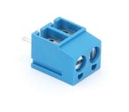 Bornier a vis 2 poles bleu pas 5mm 16a de percage 1.5mm screw02 ECLATS DESTOCKAGE