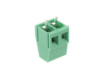 Bornier professionnel 2 pôles vert 10a 300v pas de 5mm contacts: 0.8 x 1.0mm ECLATS DESTOCKAGE