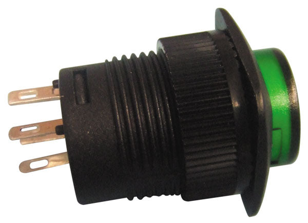 Bouton poussoir interrupteur electrique r1394b/g avec lumiere led verte (250v 1.5a) velleman - ECLATS DESTOCKAGE