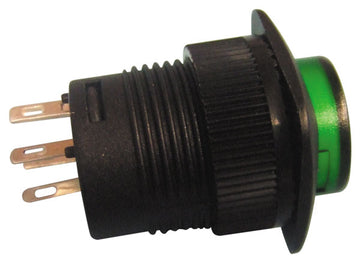Bouton poussoir interrupteur electrique r1394b/g avec lumiere led verte (250v 1.5a) velleman - ECLATS DESTOCKAGE