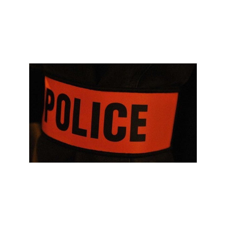 Brassard orange fluo police en471 velcro securite routiere haute visibilite protection bras - ECLATS DESTOCKAGE