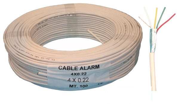Cable 4x0.22 souple blinde blanc ø4mm (100m) fil avec ecran 4x0,22 cablage alarme telephone ECLATS DESTOCKAGE