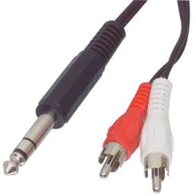 Cable 6.35mm jack stereo plug 2x rca male plugs 2 m cable-413 cordon ECLATS DESTOCKAGE