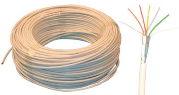 Cable 6x0.22 souple blinde blanc ø4.5mm (100m) fil 6x0,22 avec ecran cablage alarme telephone - ECLATS DESTOCKAGE