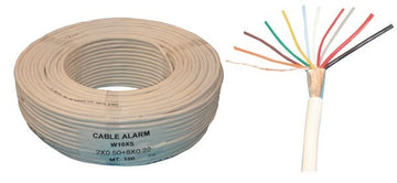 Cable 8x0.22 2x0.75 souple blinde blanc ø6.7mm (100m) fil 8x0,22 2x0,75 avec ecran cablage alarme ECLATS DESTOCKAGE