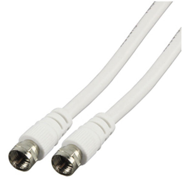 Cable antenne tv 2m cordon fiche f mâle vers fiche f mâle blanc cable-527/2 75 ohm ECLATS DESTOCKAGE