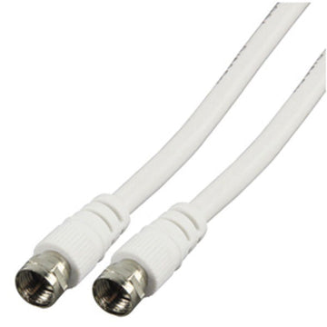 Cable antenne tv 2m cordon fiche f mâle vers fiche f mâle blanc cable-527/2 75 ohm ECLATS DESTOCKAGE