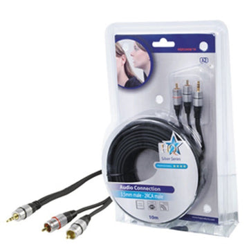 Cable cordon audio hq 10m connecteur hqss3458/10 3.5mm stéréo mâle vers 2 rca mâles plaquées or ECLATS DESTOCKAGE
