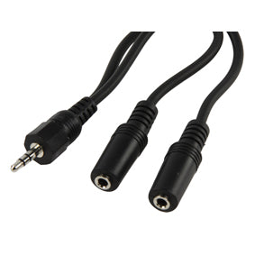 Cable jack 3.5mm stereo mâle vers 2 jack 3.5mm stereo femelles 0.20 m konig cable-415 cordon ECLATS DESTOCKAGE