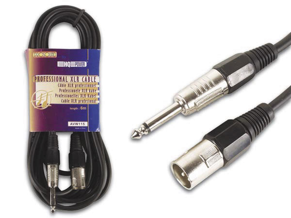 Cable professionnel xlr mâle vers jack mono 6.35mm (6m) avw115 pac116 - ECLATS DESTOCKAGE