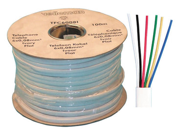 Cable telephonique 6 fils plat tfc6008i pour rj09 rj11 rj12 (100m) telephone ECLATS DESTOCKAGE