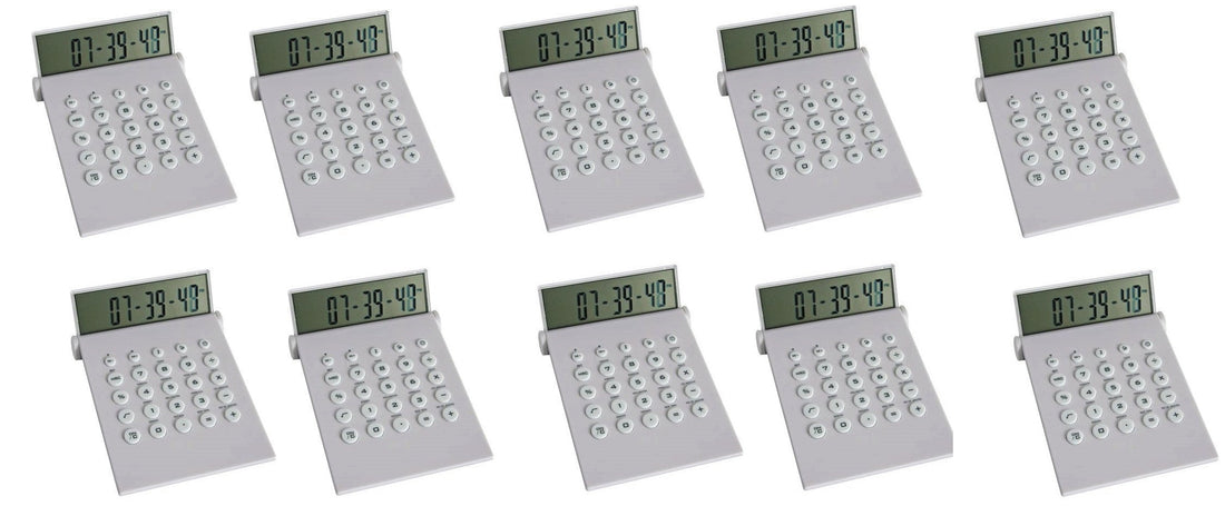 10 Calculatrices horloge universelle calculette cal9 date calendrier affichage jour mois annee alarme ECLATS DESTOCKAGE