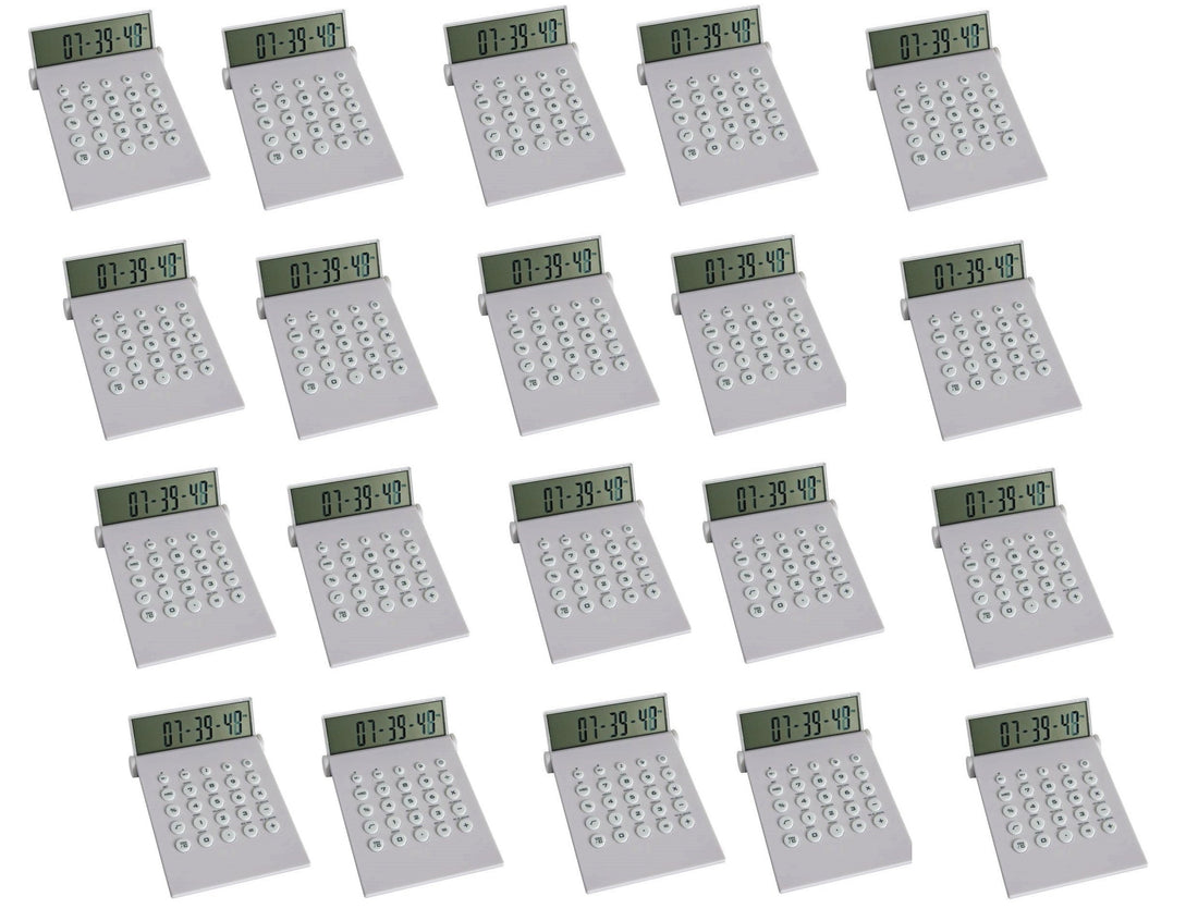 20 Calculatrices horloge universelle calculette cal9 date calendrier affichage jour mois annee alarme ECLATS DESTOCKAGE