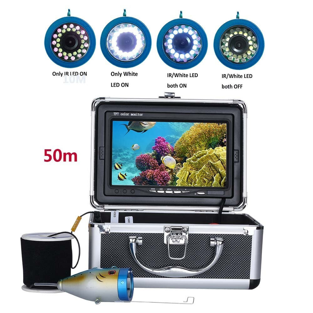 Caméra 50m pêche sous-marine Fish Finder 7 P 15LED blanche+15 infrarouge pêche mer hiver ECLATS DESTOCKAGE