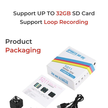 Caméra sécurité cachée rechargeable infrarouge sq11 SQ16 1080P HD Vision nocturne enregistrement numérique sd ECLATS DESTOCKAGE