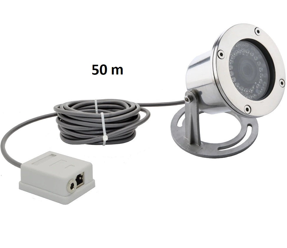 Caméra vidéo réseau sous-marine IP POE 12v 50m acier inoxydable 1080P accès multi-navigateur 150Kpa ECLATS DESTOCKAGE