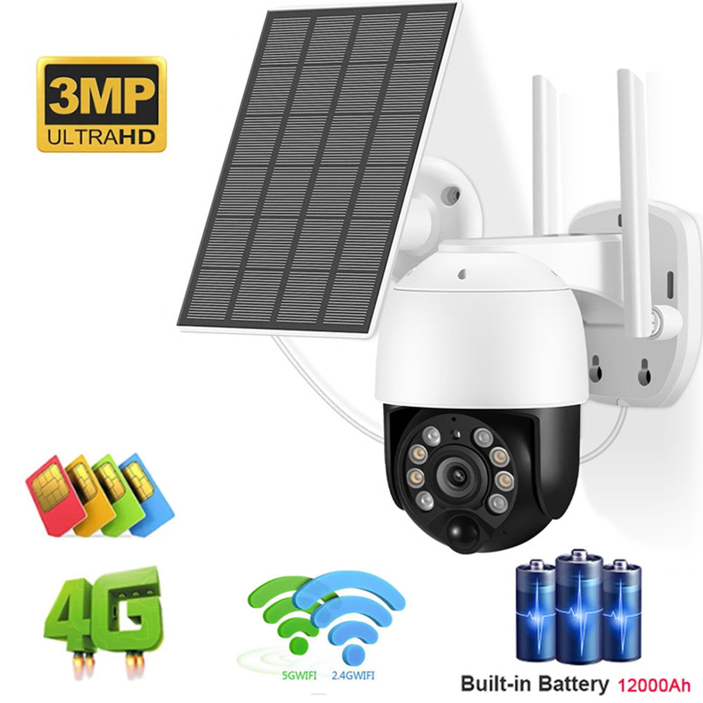 Caméra Video Surveillance extérieure 3mp/4G avec batterie Wifi et carte Sim GSM à énergie solaire ECLATS DESTOCKAGE