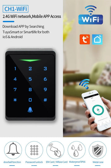 Clavier alarme contrôle accès WiFi 2.4G Tuya Smartlife étanche IP66 RFID autonome lecteur carte 125 ECLATS DESTOCKAGE