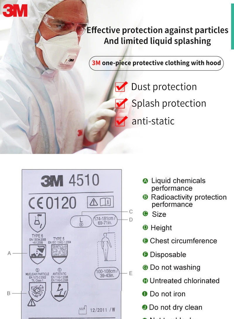 Combinaison 3m 4510 Taille XL électricité statique vetement protection contre les particules de charbon de centrale électrique ECLATS DESTOCKAGE