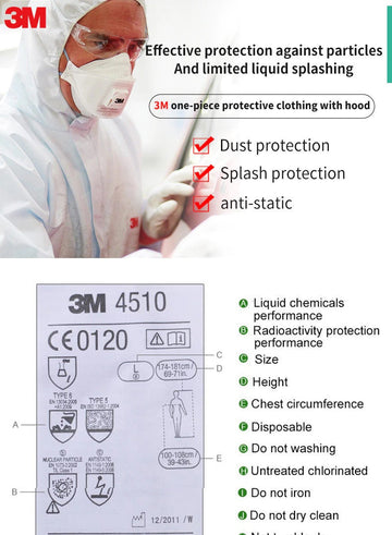 Combinaison 3m 4510 vetement protection efficace contre les particules taille XL anti éclaboussures de liquide contamination ECLATS DESTOCKAGE