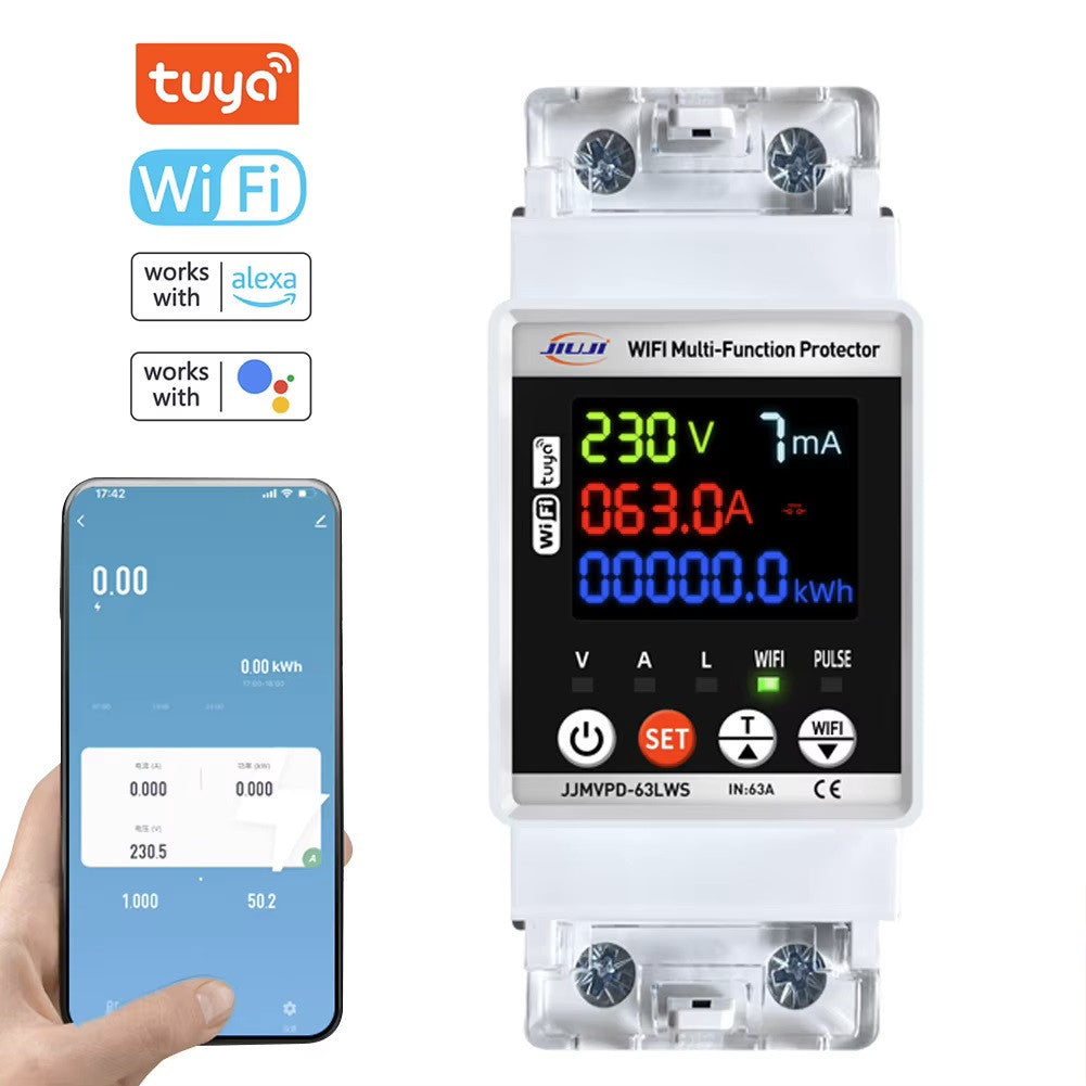 Compteur énergie wifi tuya smart life protection surcharges surintensités 63a inter a distance 220v ECLATS DESTOCKAGE