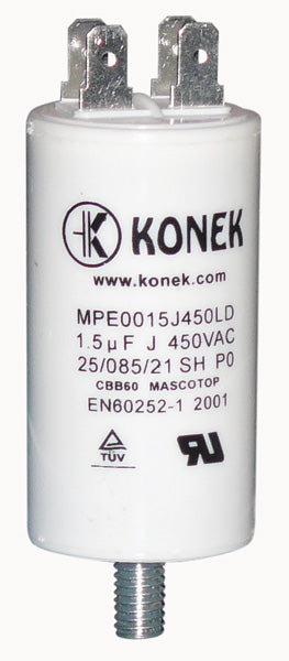 Condensateur 1.5µf 1.5mf 450v ariston 65106541 50/60 hz condo cbb60 demarrage moteur cosse - ECLATS DESTOCKAGE