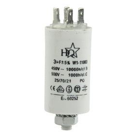 Condensateur 3µf permanent 3 µf 3mf micro farad 450v double cosses faston 6.3mm vis m8 - ECLATS DESTOCKAGE