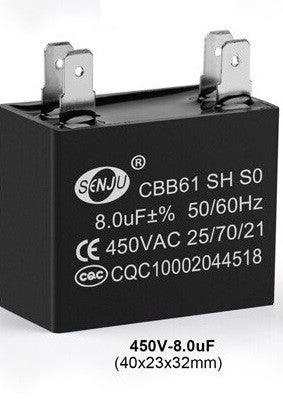 Condensateur 4 bornes 8uf 8µf 8 µf uf micro farad 450v cbb61 500v ac rectangle moteur ventilateur 50/60Hz ECLATS DESTOCKAGE