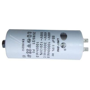 Condensateur 55mf 55micro farad 450v 50/60 hz condo demarrage moteur cosse - ECLATS DESTOCKAGE