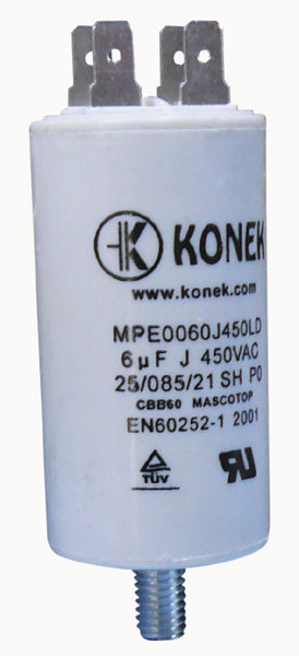 Condensateur 6mf 6 mf microfarad 450v cbb60 condo demarrage moteur cosse w1-11006 - ECLATS DESTOCKAGE