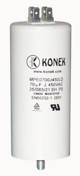 Condensateur 70mf 70 mf micro farad 450v cbb60 50/60 hz demarrage moteur double cosse faston 6.3mm m8 - ECLATS DESTOCKAGE